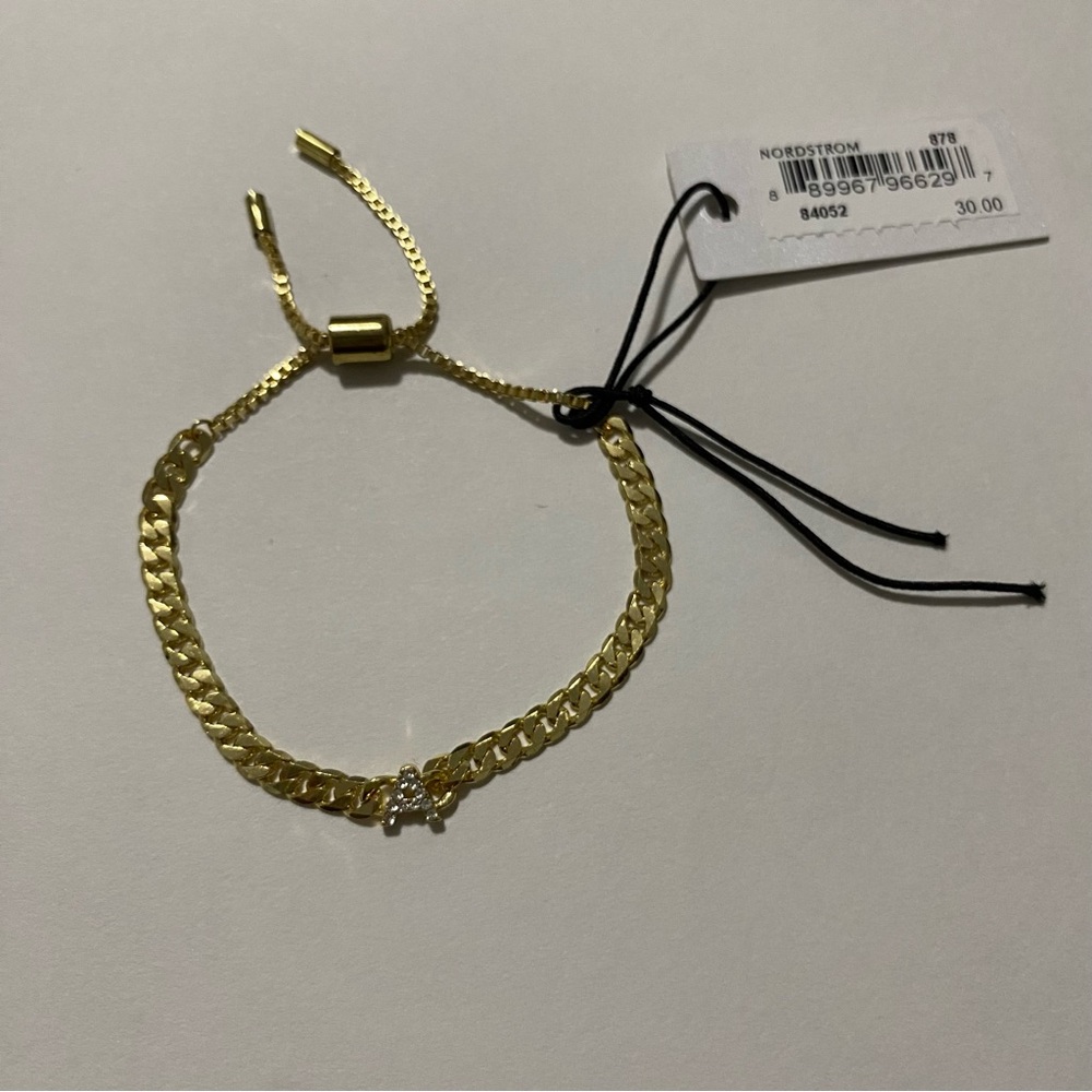 Baublebar Gold Chain Bracelet (letter A initial)